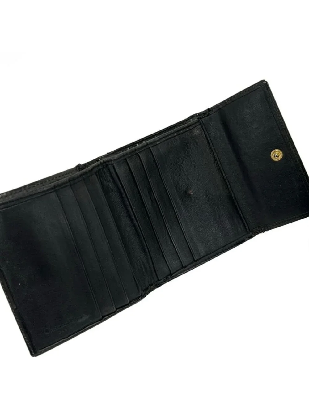 Dior Snap Wallet Logo Glam Black Light Gray Leather